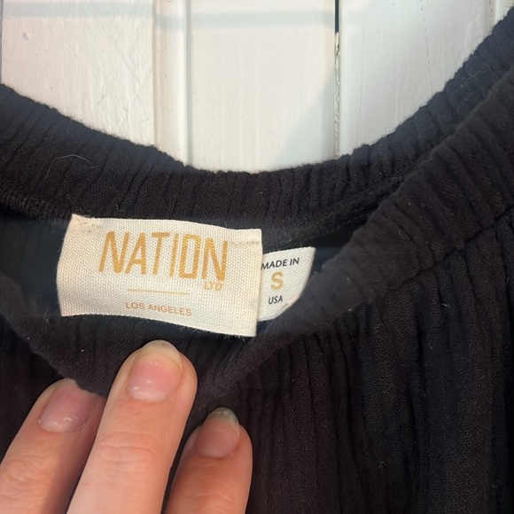 Nation Ltd Black Mariel Off The Shoulder Gauze Dress Raw Hem Beachy size S - Picture 7 of 10
